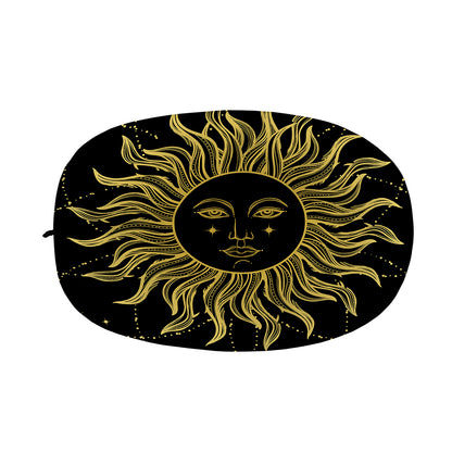 Black And Gold Celestial Sun Print Car Side Mirror Covers