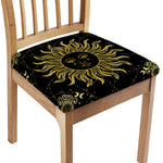 Black And Gold Celestial Sun Print Chair Cushion Cover