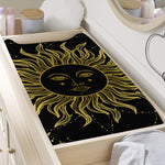 Black And Gold Celestial Sun Print Changing Pad Cover