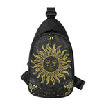 Black And Gold Celestial Sun Print Chest Bag