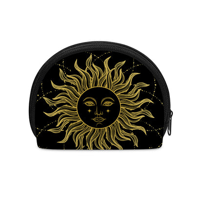 Black And Gold Celestial Sun Print Coin Purse