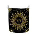 Black And Gold Celestial Sun Print Collapsible Laundry Basket
