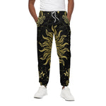 Black And Gold Celestial Sun Print Cotton Pants