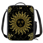 Black And Gold Celestial Sun Print Crossbody Lunch Bag