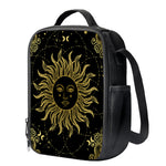 Black And Gold Celestial Sun Print Crossbody Lunch Bag