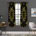 Black And Gold Celestial Sun Print Grommet Curtain Panels