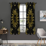 Black And Gold Celestial Sun Print Curtain