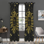 Black And Gold Celestial Sun Print Curtain
