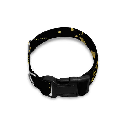 Black And Gold Celestial Sun Print Dog Collar
