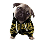 Black And Gold Celestial Sun Print Dog Zip Up Hoodie