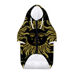 Black And Gold Celestial Sun Print Dog Zip Up Hoodie