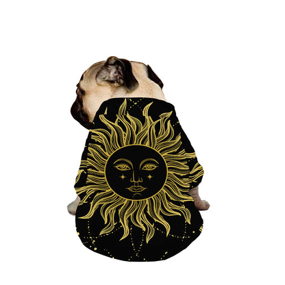 Black And Gold Celestial Sun Print Dog Zip Up Jacket