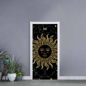 Black And Gold Celestial Sun Print Door Sticker