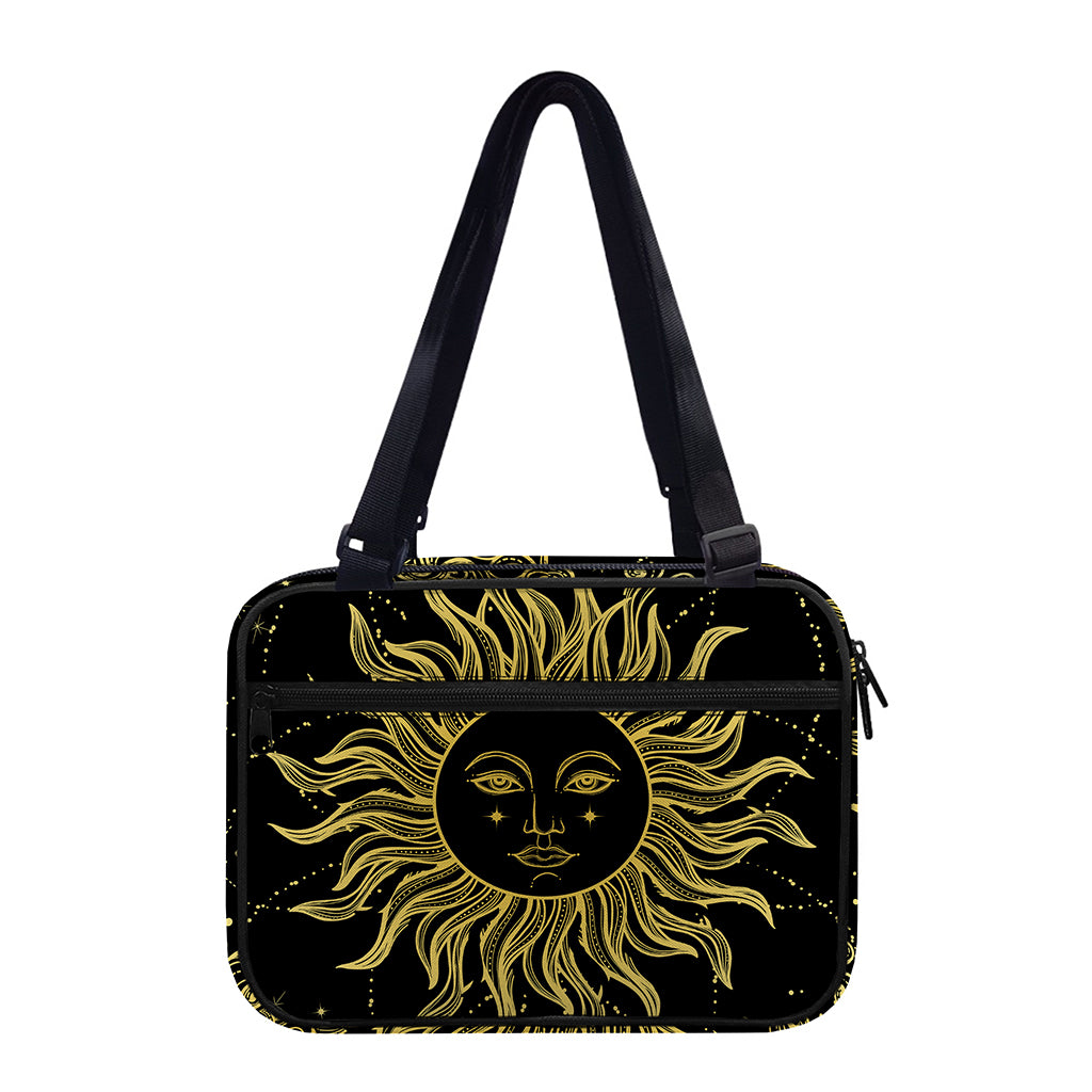 Black And Gold Celestial Sun Print Double Strap Bible Bag