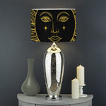 Black And Gold Celestial Sun Print Drum Lamp Shade