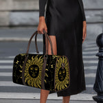 Black And Gold Celestial Sun Print Duffle Bag