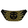 Black And Gold Celestial Sun Print Fanny Pack