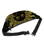 Black And Gold Celestial Sun Print Fanny Pack