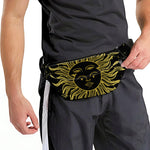 Black And Gold Celestial Sun Print Fanny Pack