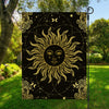 Black And Gold Celestial Sun Print Garden Flag