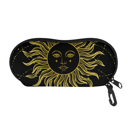 Black And Gold Celestial Sun Print Glasses Case