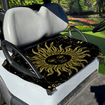 Black And Gold Celestial Sun Print Golf Cart Seat Cover