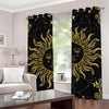 Black And Gold Celestial Sun Print Grommet Curtains