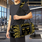 Black And Gold Celestial Sun Print Gym Bag