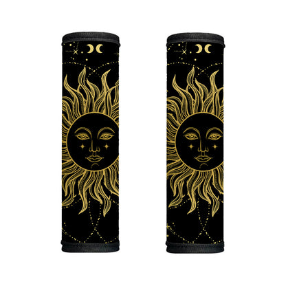Black And Gold Celestial Sun Print Handle Covers