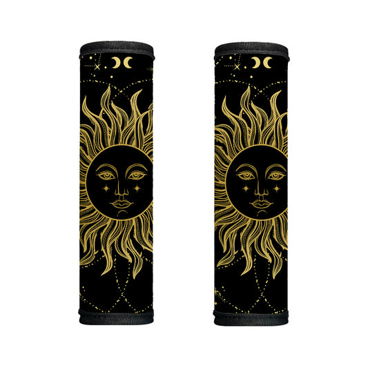 Black And Gold Celestial Sun Print Handle Covers