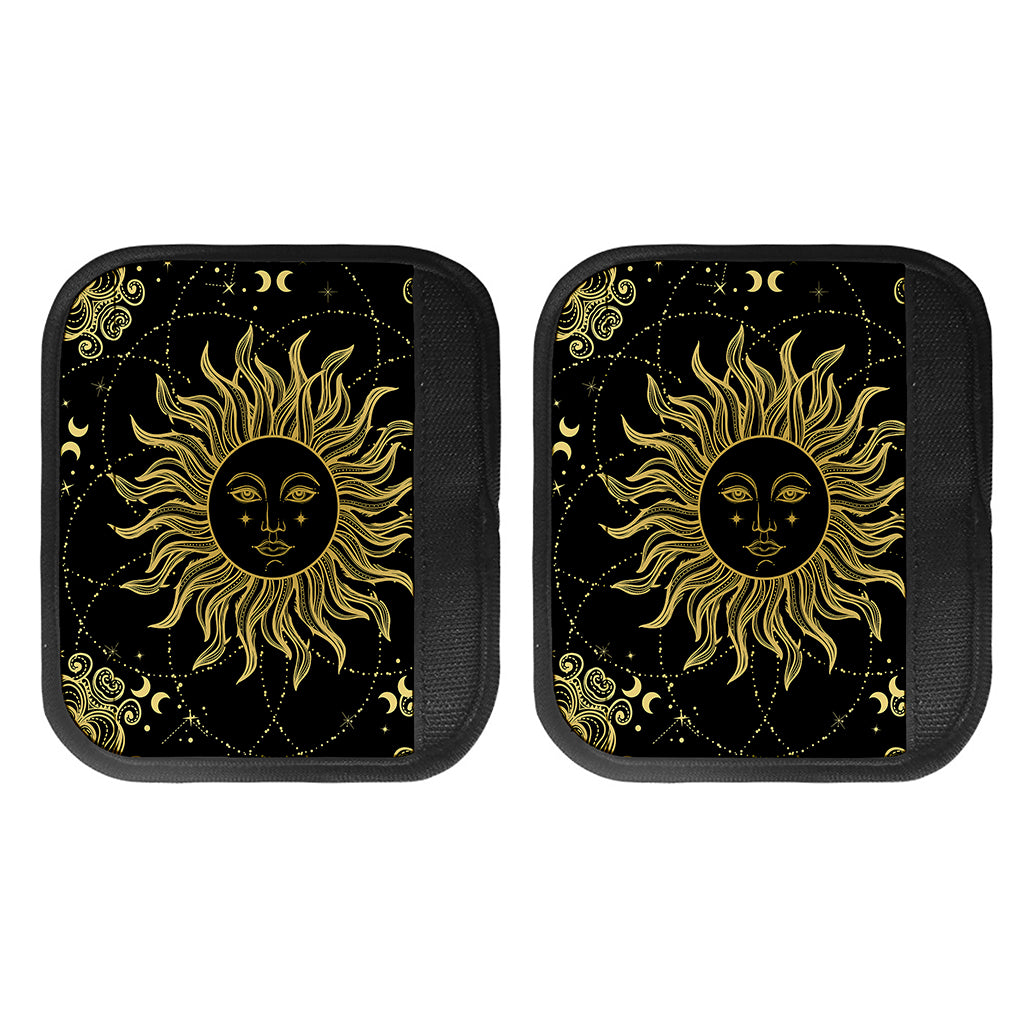 Black And Gold Celestial Sun Print Handle Covers