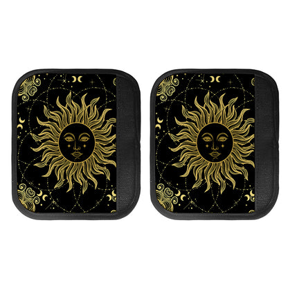 Black And Gold Celestial Sun Print Handle Covers