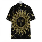 Black And Gold Celestial Sun Print Hawaiian Shirt