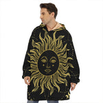 Black And Gold Celestial Sun Print Hoodie Blanket