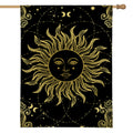 Black And Gold Celestial Sun Print House Flag