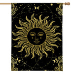 Black And Gold Celestial Sun Print House Flag