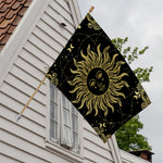 Black And Gold Celestial Sun Print House Flag
