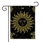 Black And Gold Celestial Sun Print House Flag
