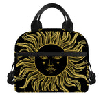 Black And Gold Celestial Sun Print Insulated Lunch Bag