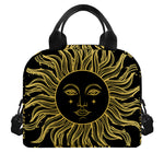 Black And Gold Celestial Sun Print Insulated Lunch Bag