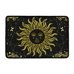 Black And Gold Celestial Sun Print Kitchen Mat