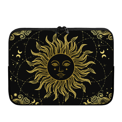 Black And Gold Celestial Sun Print Laptop Sleeve