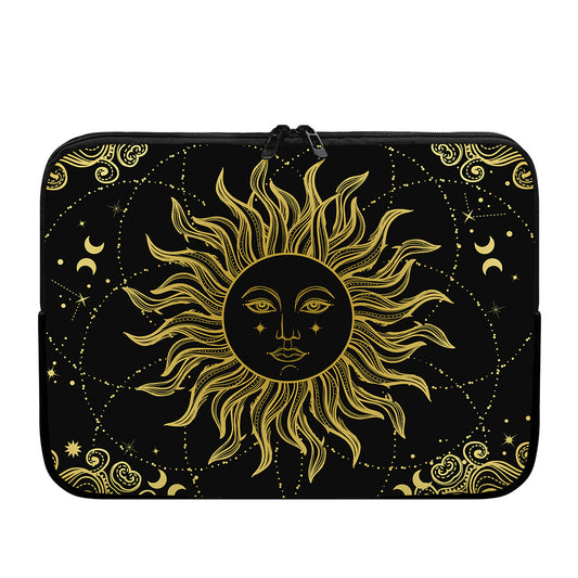Black And Gold Celestial Sun Print Laptop Sleeve