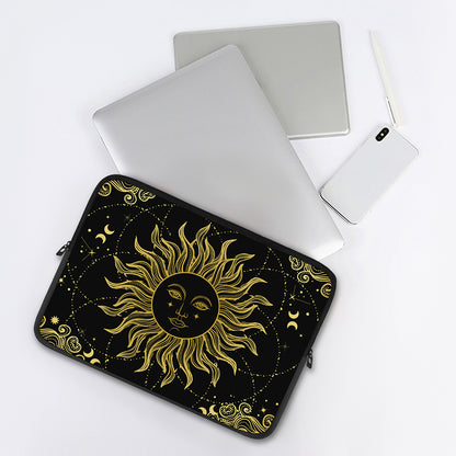 Black And Gold Celestial Sun Print Laptop Sleeve