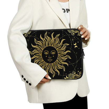Black And Gold Celestial Sun Print Laptop Sleeve