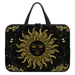 Black And Gold Celestial Sun Print Laptop Sleeve With Handle