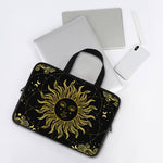 Black And Gold Celestial Sun Print Laptop Sleeve With Handle