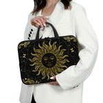 Black And Gold Celestial Sun Print Laptop Sleeve With Handle