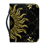 Black And Gold Celestial Sun Print Leather Bible Cover