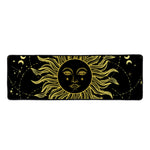 Black And Gold Celestial Sun Print Long Kitchen Mat
